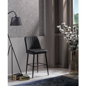 Set scaun de bar (2 bucăți), Beckley, Vento, PAL, Antracit / Negru imagine