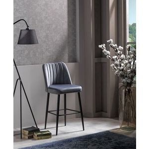 Set scaun de bar (2 bucăți), Beckley, Vento, PAL, Gri/Negru imagine
