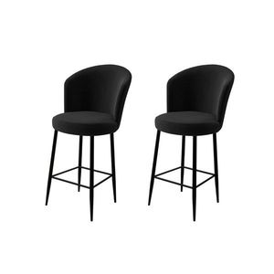 Set scaun de bar (2 bucăți), Charlotte, Fora, Metal, Negru imagine