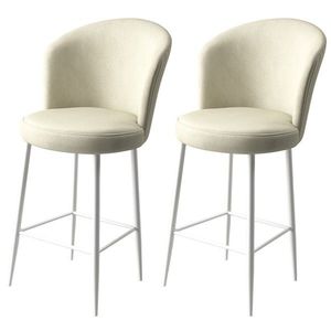 Set scaun de bar (2 bucăți), Charlotte, Fora, Metal, Crem/Alb imagine