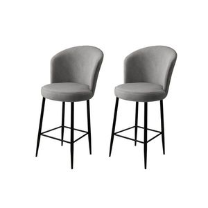 Set scaun de bar (2 bucăți), Charlotte, Fora, Metal, Gri/Negru imagine