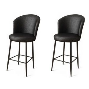 Set scaun de bar (2 bucăți), Charlotte, Uras, Metal, Negru imagine