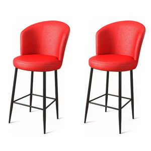 Set scaun de bar (2 bucăți), Charlotte, Uras, Metal, Roșu/Negru imagine