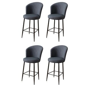 Set scaune de bar 4 piese, Charlotte, Alte, Metal, Antracit / Negru imagine