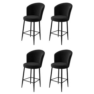 Set scaune de bar 4 piese, Charlotte, Alte, Metal, Negru imagine