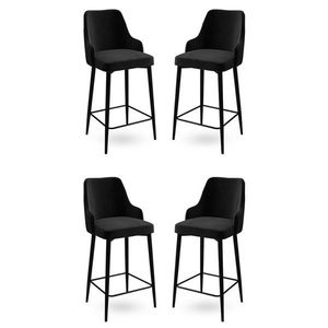 Set scaune de bar 4 piese, Charlotte, Enox, Metal, Negru imagine