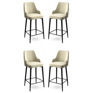 Set scaune de bar 4 piese, Charlotte, Enox, Metal, Crem/Negru imagine