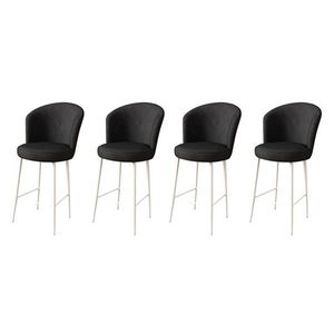 Set scaune de bar 4 piese, Charlotte, Fora, Metal, Alb/Negru imagine