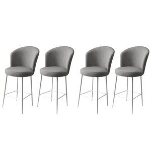 Set scaune de bar 4 piese, Charlotte, Fora, Metal, Gri/Alb imagine