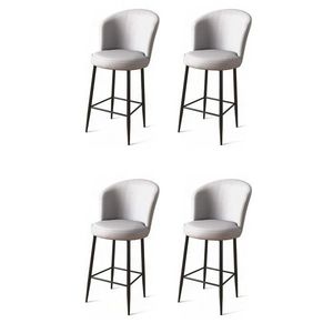 Set scaune de bar 4 piese, Charlotte, Uras, Metal, Gri/Negru imagine