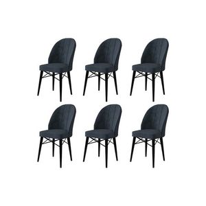 Set scaune 6 piese, Charlotte, Ritim, Metal, Antracit / Negru imagine