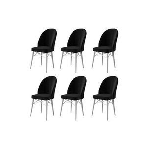 Set scaune 6 piese, Charlotte, Ritim, Metal, Alb/Negru imagine