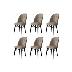 Set scaune 6 piese, Charlotte, Ritim, Metal, Cappuccino / Negru imagine