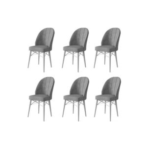 Set scaune 6 piese, Charlotte, Ritim, Metal, Cappuccino / Alb imagine