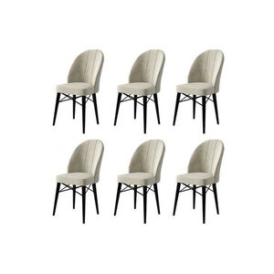Set scaune 6 piese, Charlotte, Ritim, Metal, Crem/Negru imagine