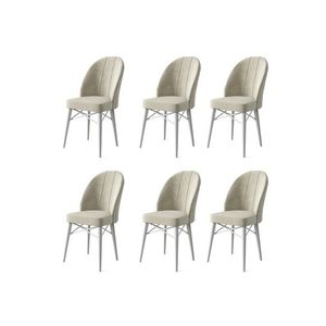 Set scaune 6 piese, Charlotte, Ritim, Metal, Crem/Alb imagine