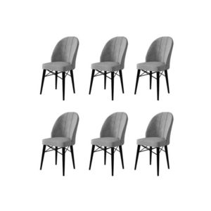 Set scaune 6 piese, Charlotte, Ritim, Metal, Gri/Negru imagine