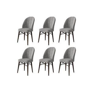 Set scaune 6 piese, Charlotte, Ritim, Metal, Gri/Maro imagine