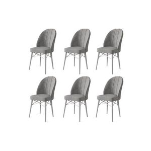 Set scaune 6 piese, Charlotte, Ritim, Metal, Gri/Alb imagine