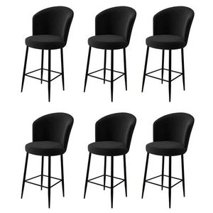 Set scaune de bar 6 piese, Charlotte, Alte, Metal, Negru imagine