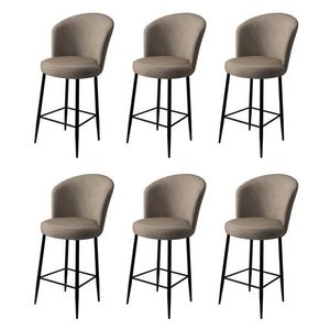 Set scaune de bar 6 piese, Charlotte, Alte, Metal, Cappuccino / Negru imagine