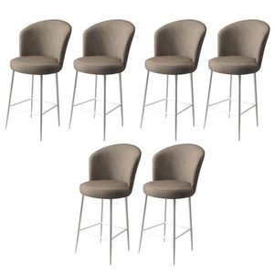 Set scaune de bar 6 piese, Charlotte, Alte, Metal, Cappuccino / Alb imagine