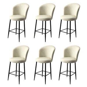 Set scaune de bar 6 piese, Charlotte, Alte, Metal, Crem/Negru imagine