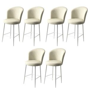 Set scaune de bar 6 piese, Charlotte, Alte, Metal, Crem/Alb imagine