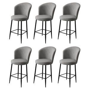 Set scaune de bar 6 piese, Charlotte, Alte, Metal, Gri/Negru imagine