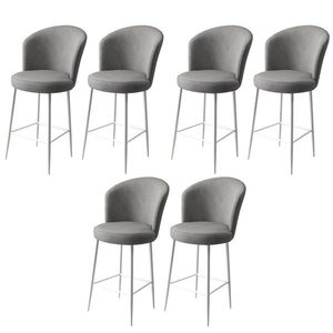 Set scaune de bar 6 piese, Charlotte, Alte, Metal, Gri/Alb imagine