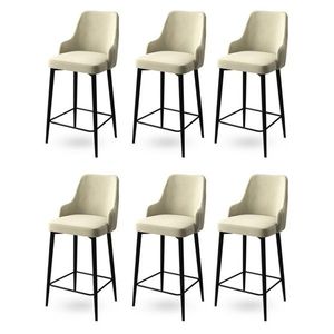Set scaune de bar 6 piese, Charlotte, Enox, Metal, Crem/Negru imagine