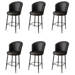Set scaune de bar 6 piese, Charlotte, Uras, Metal, Negru imagine