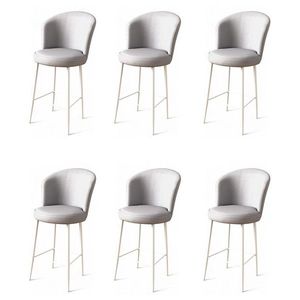 Set scaune de bar 6 piese, Charlotte, Uras, Metal, Gri/Alb imagine