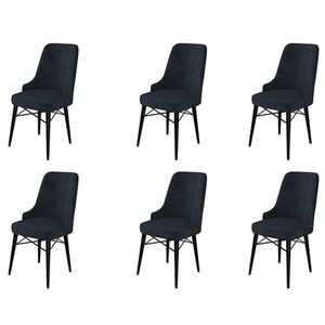 Set scaune 6 piese, Charlotte, Pare, Metal, Antracit / Negru imagine