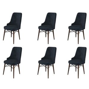 Set scaune 6 piese, Charlotte, Pare, Metal, Antracit/Maro imagine