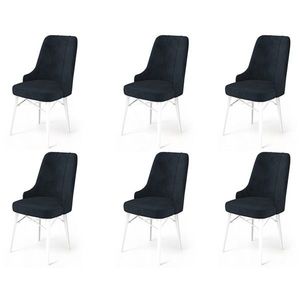 Set scaune 6 piese, Charlotte, Pare, Metal, Antracit/Alb imagine