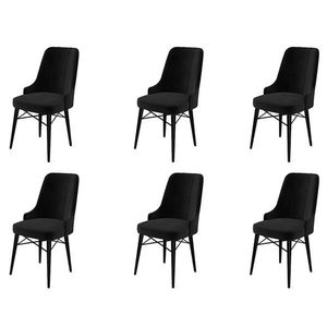 Set scaune 6 piese, Charlotte, Pare, Metal, Negru imagine