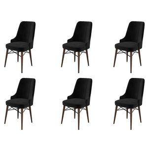 Set scaune 6 piese, Charlotte, Pare, Metal, Negru/Maro imagine