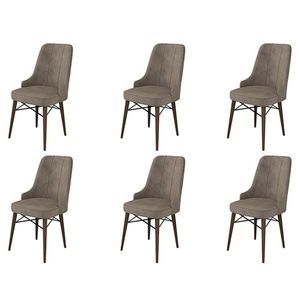 Set scaune 6 piese, Charlotte, Pare, Metal, Cappuccino/Maro imagine
