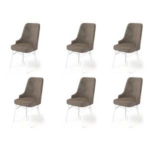 Set scaune 6 piese, Charlotte, Pare, Metal, Cappuccino / Alb imagine