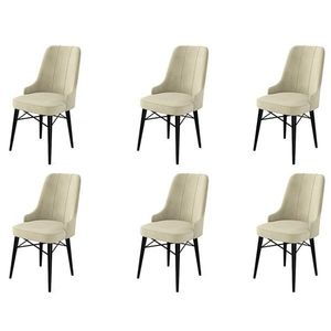Set scaune 6 piese, Charlotte, Pare, Metal, Crem/Negru imagine