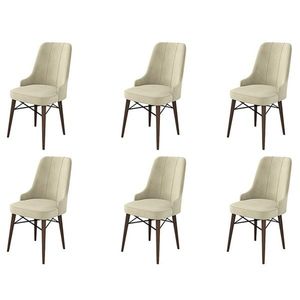 Set scaune 6 piese, Charlotte, Pare, Metal, Crem/Maro imagine