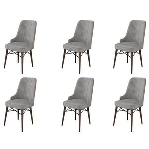 Set scaune 6 piese, Charlotte, Pare, Metal, Gri/Maro imagine