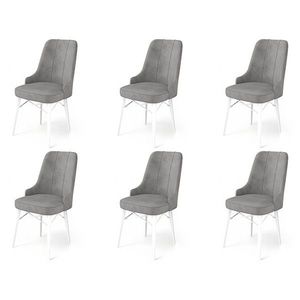 Set scaune 6 piese, Charlotte, Pare, Metal, Gri/Alb imagine
