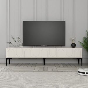 Comoda TV, Hommy Craft, Lyon 42, 180x42x35 cm, PAL, Crem/Negru imagine