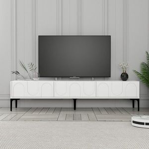 Comoda TV, Hommy Craft, Lyon 42, 180x42x35 cm, PAL, Alb/Negru imagine