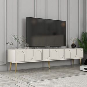 Comoda TV, Hommy Craft, Lyon 43, 180x43x35 cm, PAL, Crem / Aur imagine