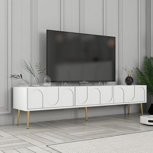 Comoda TV, Hommy Craft, Lyon 43, 180x43x35 cm, PAL, Alb/Auriu imagine