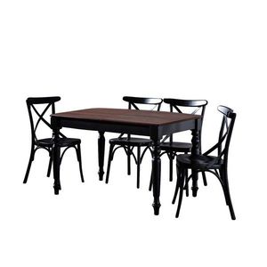 Set masa extensibila si 4 scaune, Fairfax, Albero16, Picioare masă: 100% lemn de fag, Nuc negru imagine