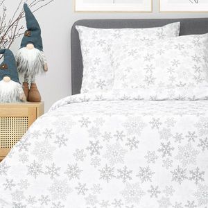Lenjerie de pat King Size, Lugn, Homla, 3 piese, 200x220 cm, bumbac, alb/gri imagine